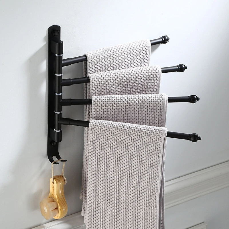 Bathroom Stainless Steel Towel Rail Rack Holder 2-4 Swivel Bar Wall Hanger Shelf