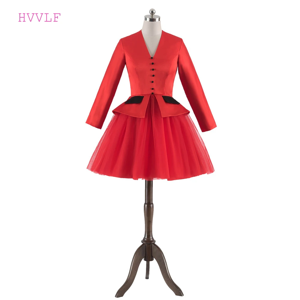 Velvet red long sleeve short dresses for mother of the bride