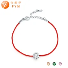 FYM 9 Colors Red Rope font b Bracelet b font Round 6mm Cubic Zircon Charm Friendship