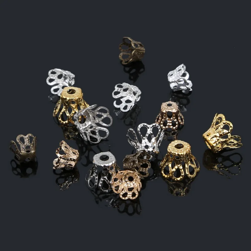 100 шт. концевые бусины с родиевым покрытием 5 х6 мм 6 х8 мм|jewelry findings|bead capsend bead cap |