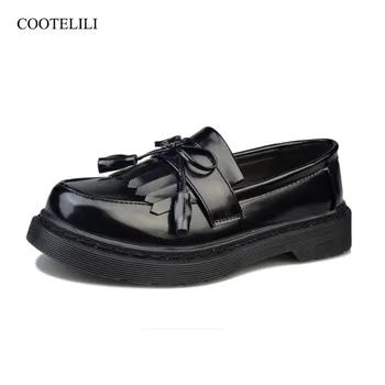 

COOTELILI Fashion Tassle Flat Shoes Women Platform Shoes Ladies Loafers Korean Style Rubber Oxford Shoes For Women 35-40