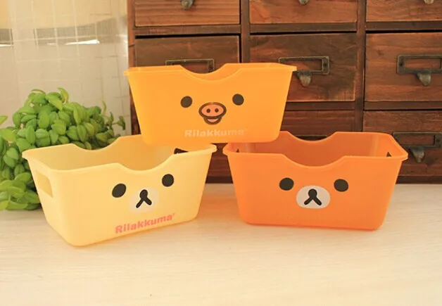 

1PC Cute Organizador PP Plastic Makeup Organizer Easily Bear Desktop Debris Storage Box Sorting Pens Bins OK 0054