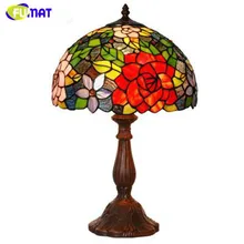 Стеклянная художественная лампа FUMAT 1", европейский стиль, витражные розы, настольная лампа для отеля, бара, гостиной, настольная лампа, прикроватная лампа, освещение