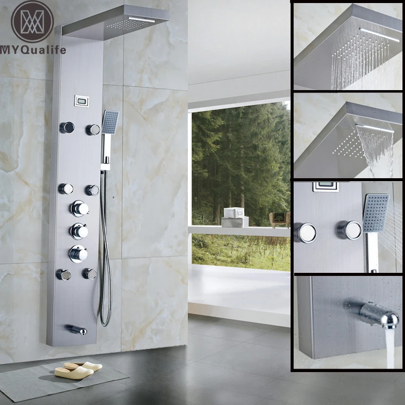 Regen Waterval Douche Panel 6 st Massage Jets Thermostatische