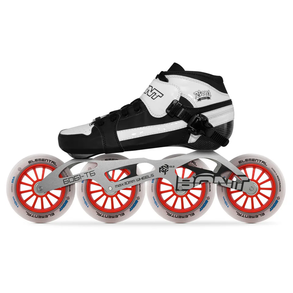 

2019 Original Bont Pursuit Speed Inline Skates Heatmoldable Carbon Fiber Boot 6061 Frame Elemental 4*90/100/110mm Wheels Patines