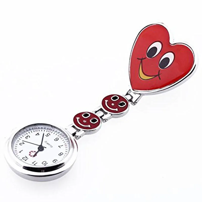 Timezone#30 карманные часы для медсестры в форме красного сердца, кварцевые часы для медсестры, брошь, брелок, карманные часы-туника - Цвет: Красный