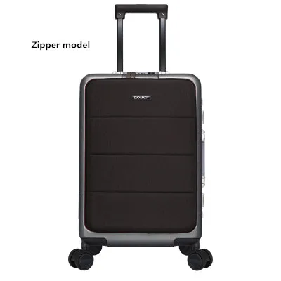 CALUDAN алюминиевая рама на колесиках дорожная для багажа, чемодан на молнии с сумкой для ноутбука - Цвет: Серый