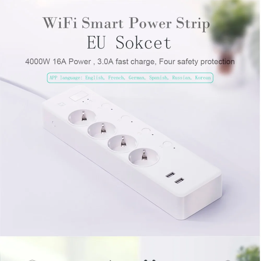 WiFi Smart power Strip EU Plug 16A мониторинг энергии стабилизатор напряжения управление переключателем таймера поддержка Alexa Google IFTTT Smart Life