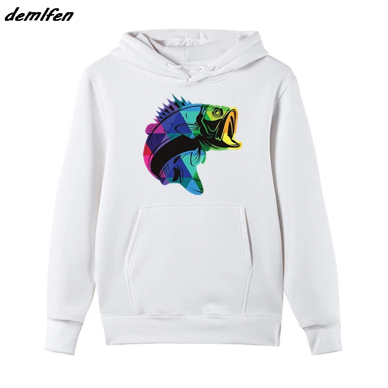 Мужская Флисовая Толстовка с капюшоном Fish Perint модная в стиле хип хоп уличная