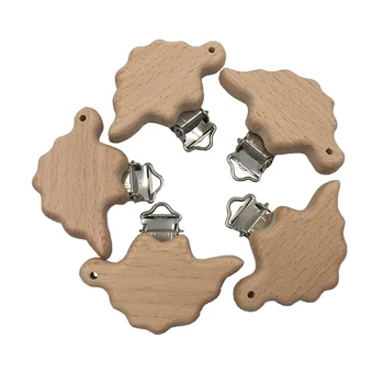 

5pcs Baby Pacifier Clip Teething Cute Animal Wood Beech Holder Soother Pacifier Infant Dummy Clips For Baby DIY Accessories