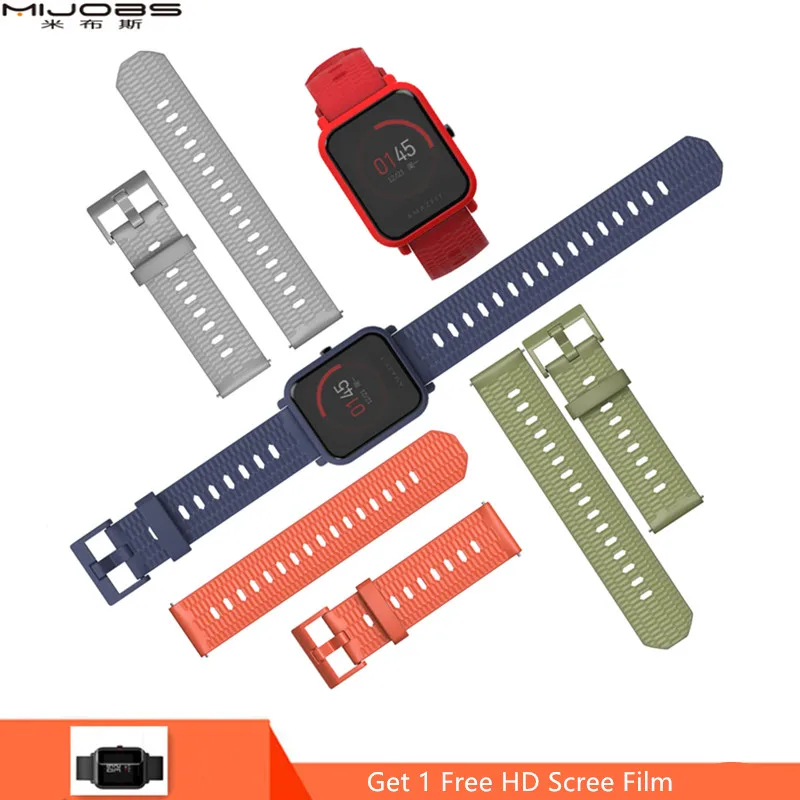 

Mijobs 22mm Amazfit 2 Strap Sports Silicone Wrist Strap for Xiaomi Huami Amazfit 2 Bip BIT PACE Lite Youth Smart Watch Bracelet
