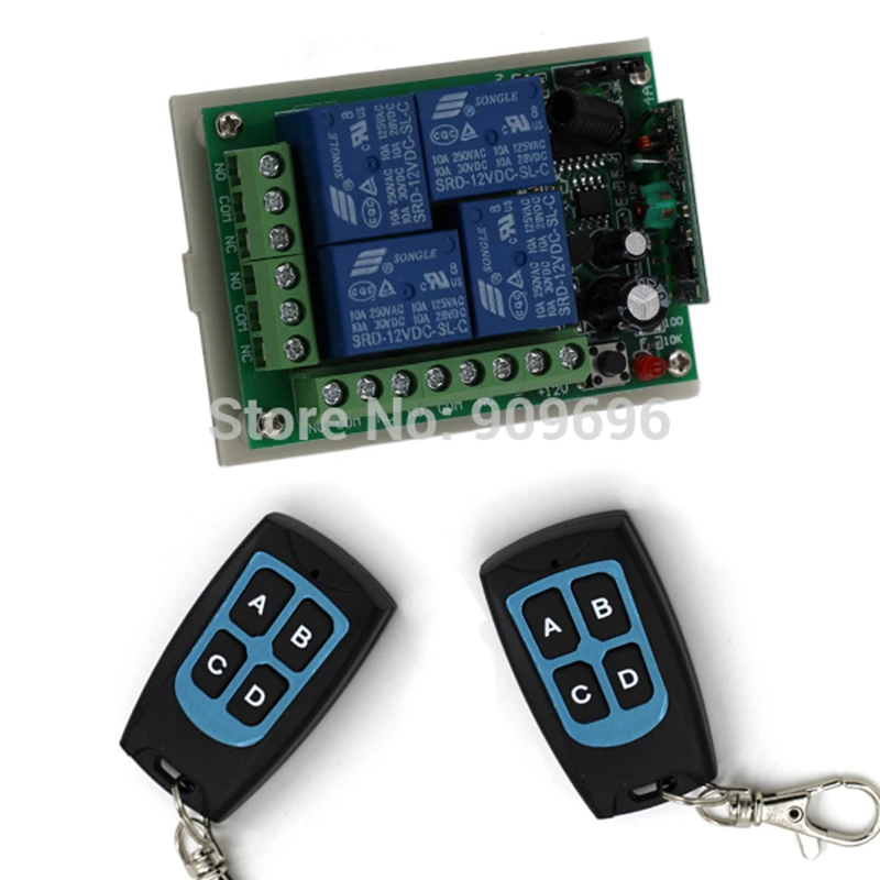 Remote Control Switch DC12V 4CH Relay Receiver Controller Transmitter Remote Control 4 CH Relay Transmitter