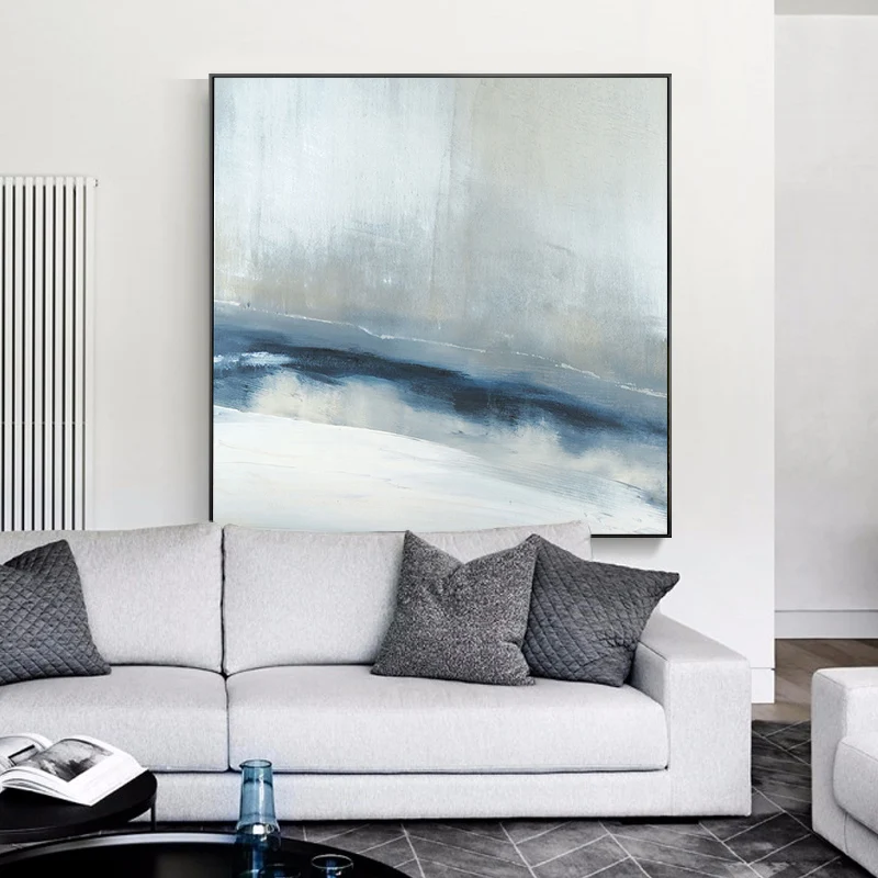 

hand-painted oil painting flow year Nordic style painting modern minimalist black gray white mural bedroom study decorative