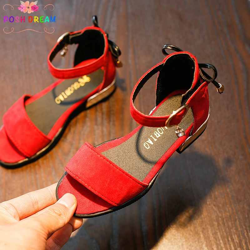 

POSH DREAM 3 Color New Summer Girls Sandals Sweet Little High-heeled Princess Flat Children Kids Shoes Cute Girls Sandals Shoes