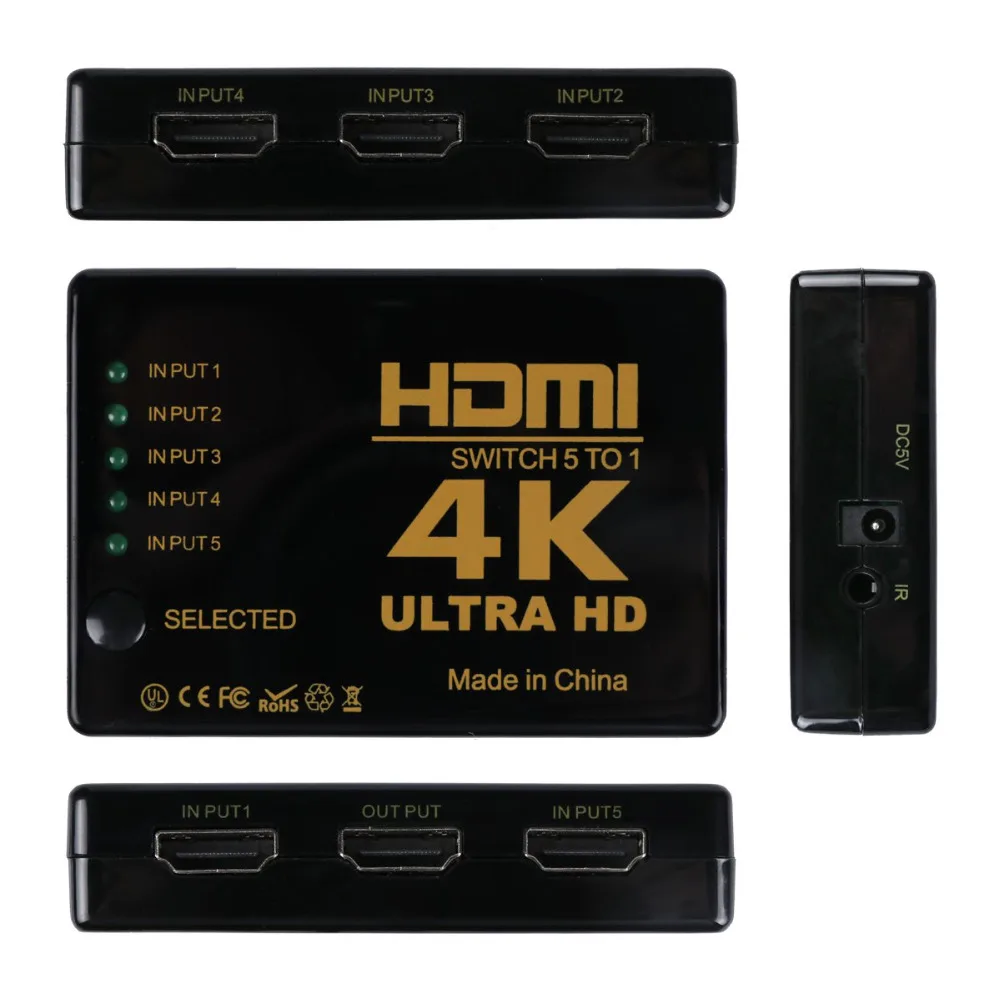 Мини 3D 1080p 5 Порты и разъёмы 4K HDMI переключатель с пультом дистанционного управления коммутатор селектор разветвитель+ ИК-пульт дистанционного управления для HDTV Поддержка 12-разрядный глубокий Цвет GT