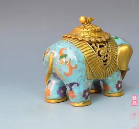 Chinese Antique Cloisonne Elephant Incense Burner
