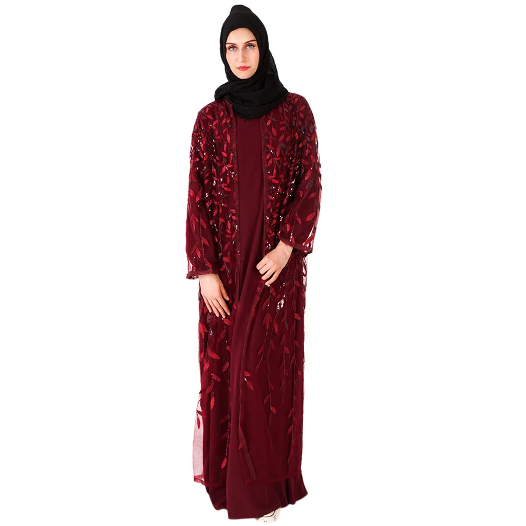 KLV мусульманская одежда женское Макси платье абайя с длинным рукавом длинные халаты Туника Ближний Восток Рамадан Арабский исламский одежда новое поступление - Цвет: WE