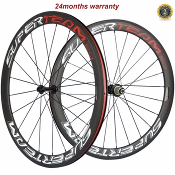 

SUPERTEAM 700C Carbon Wheelset 50mm Clincher Road Cycling Wheels 23mm Width with Basalt Braking Surface Fast shipping