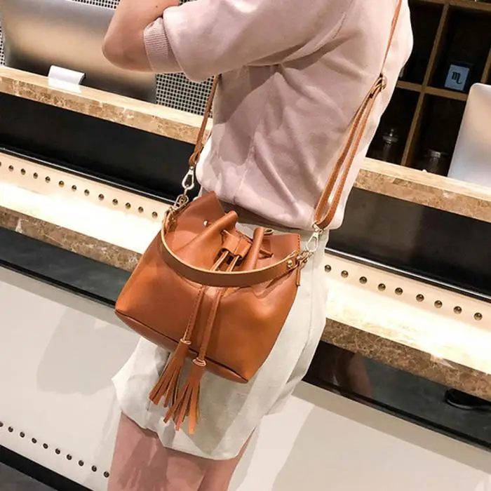 Женская сумка-мешок, сумка с кисточками, небольшая сумка-мессенджер из искусственной кожи, сумки через плечо, Новинка