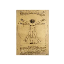 Vintage Style Manuscripts Vitruvian Man Vintage Kraft Paper Movie Poster Home Decor Wall Decals Art Magazines Retro Painting