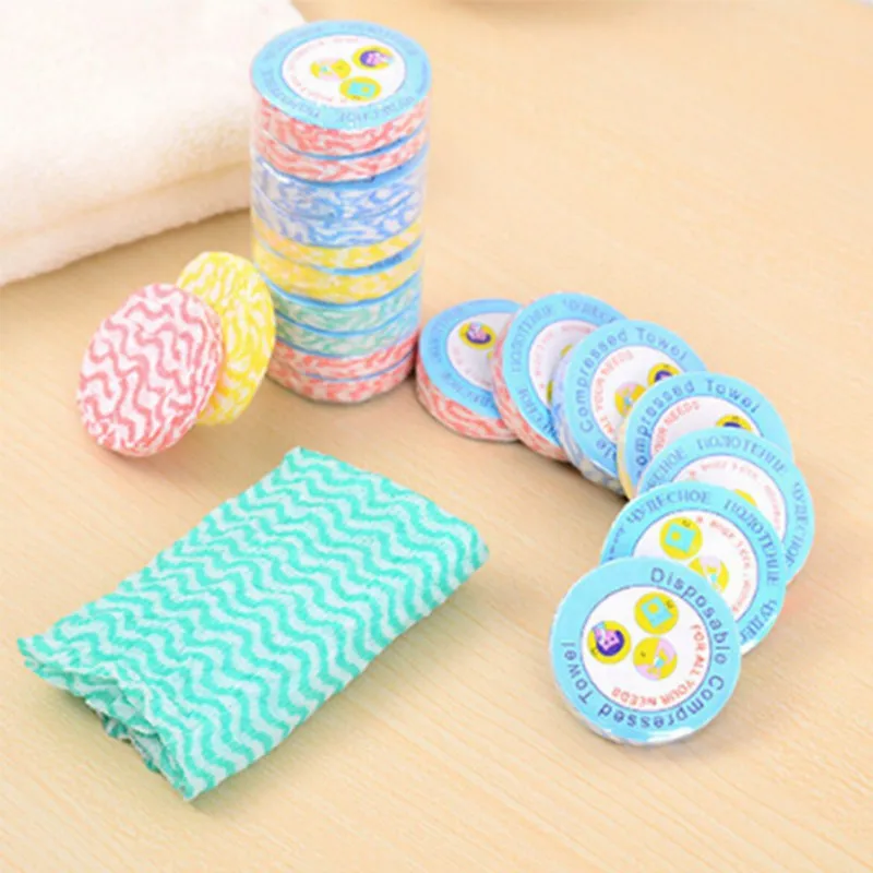 

Outdoor 10pcs Portable Traveling Compressed Towel Non Disposable Compressed Towel Non-woven Eco Towel