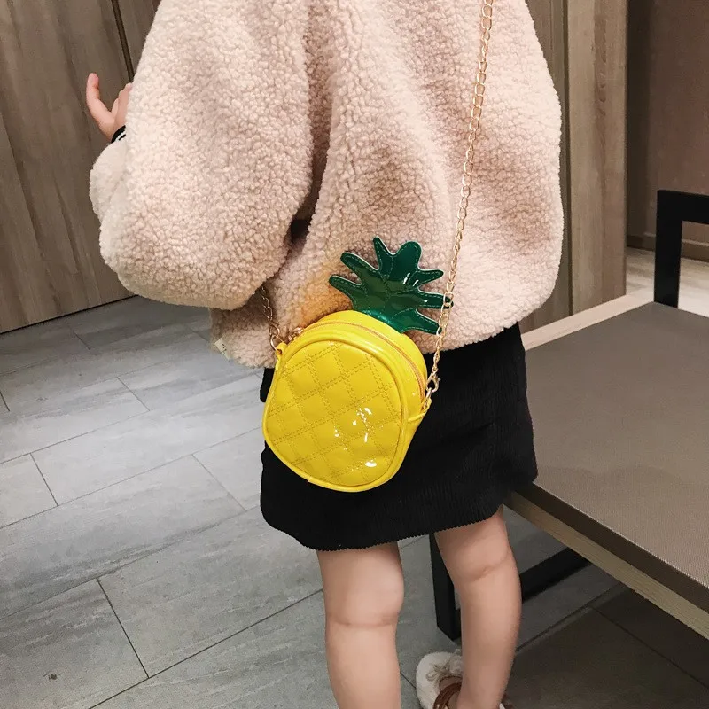 Детская сумка, детская дизайнерская сумка через плечо с ананасом, модная детская сумка-мессенджер из искусственной кожи для девочек
