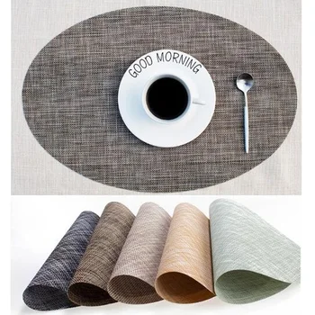 

100pcs/lot Plastic PVC Oval Shape Dining Table Mat Heat Insulation Non-Slip Placemats Disc Bowl Tableware Pads Coaster