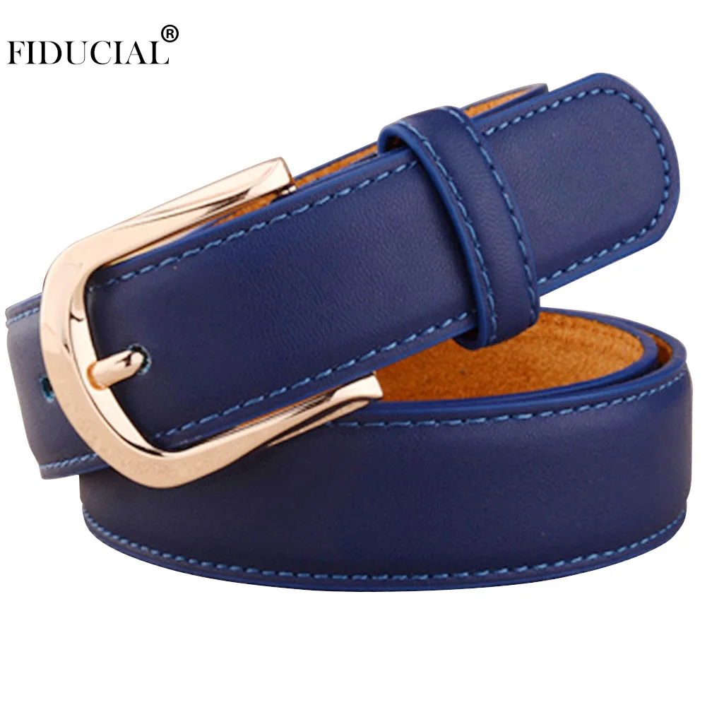 

FIDUCIAL Women Belts Luxury Brand Blue Genuine Leather Fashion Women's Pin Buckle Belt 28mm Wide Female Accessories 2019 FCO078