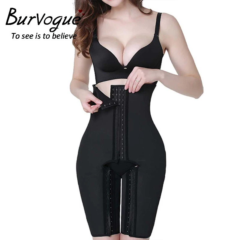  Burvogue Women Latex High Waist Steel Boned Shapewear Butt Lift Body Shaper Plus Size Pants hook Tu
