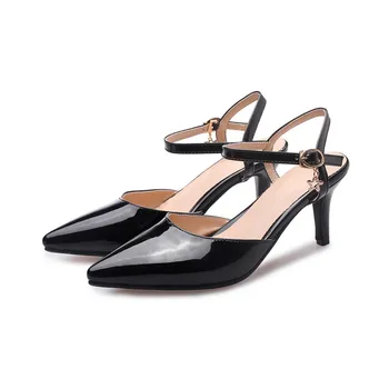 

B2-7 Size 33-43 Female Patent Leather Pointed Toes Sandals Ladies Shallow Shoes Women Sexy High Heels Shoes Women Career Shoe