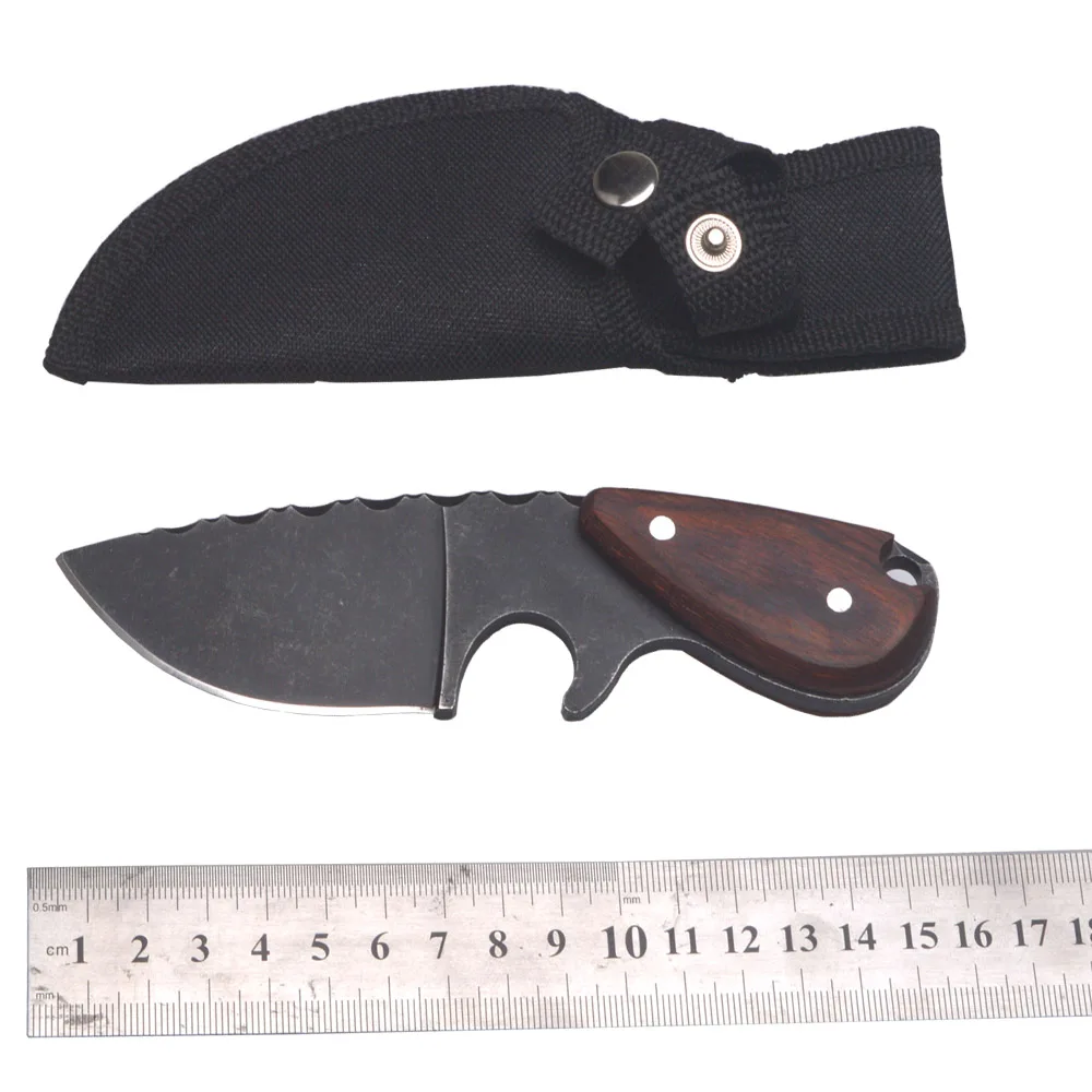 Baratos Tactical Cuchillos de caza camping al aire libre sobrevivir Cuchillos herramienta multi del salto y stone wash hoja con mango de madera