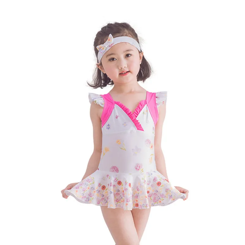 Children Girl Swimming Suit Princess Baby Flowers Print Kids Swimwear