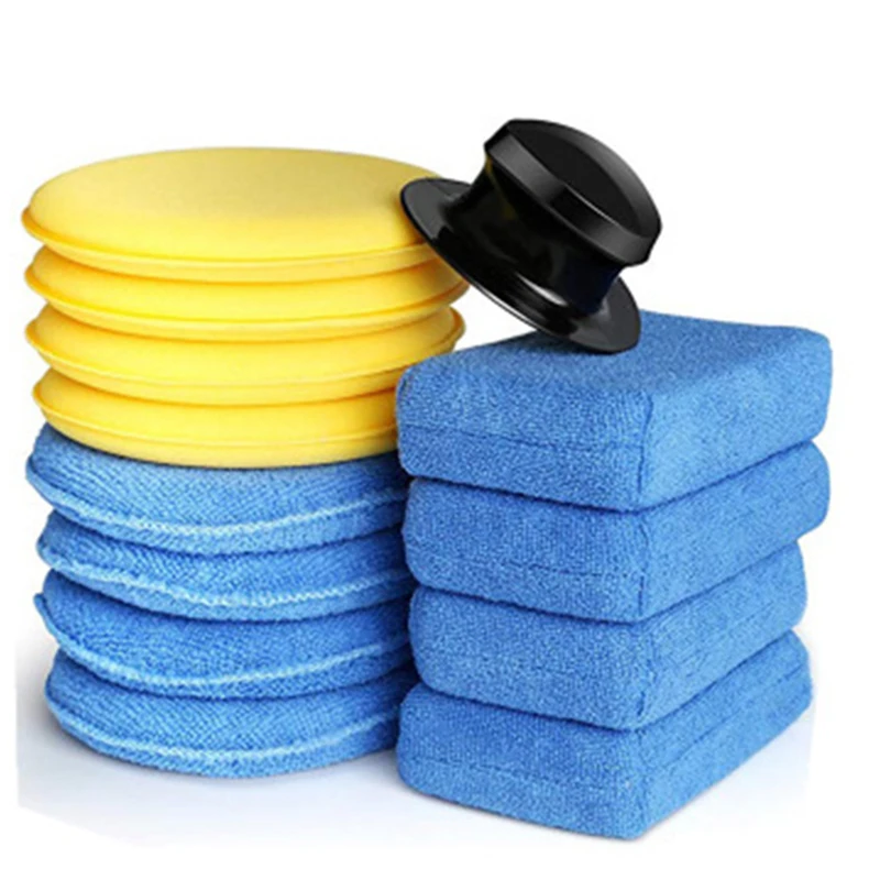

New Polish Foam Sponge Car Applicator Cleaning Microfiber Waxing Pads&Detailing