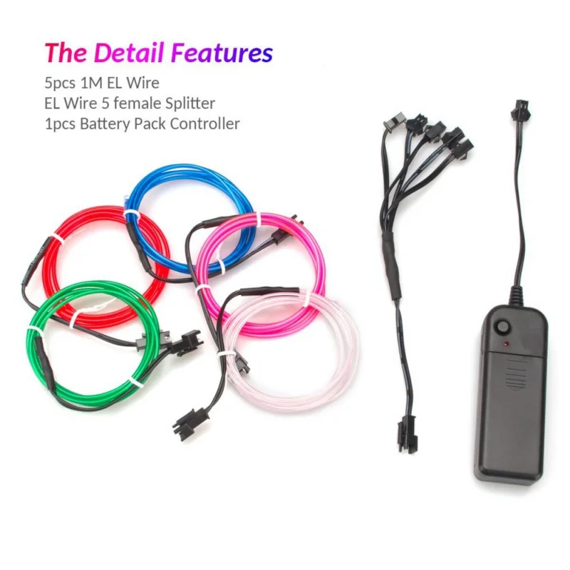 

Neon Light Dance Party Decor Light Neon LED lamp Flexible EL Wire Rope Tube Waterproof LED Strip With AA Controller