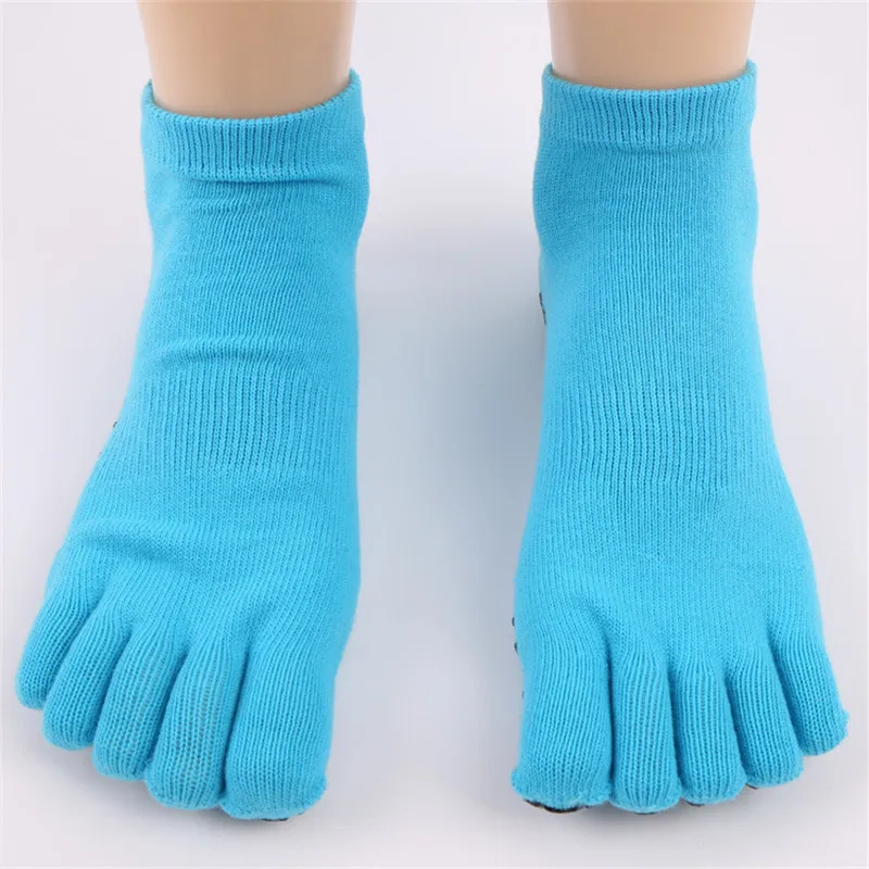 Натуральный хлопок теплые носки для йоги для женщин мужчин пять пальцев Нескользящие Дышащие носки для фитнеса балетные спортивные носки - Цвет: blue