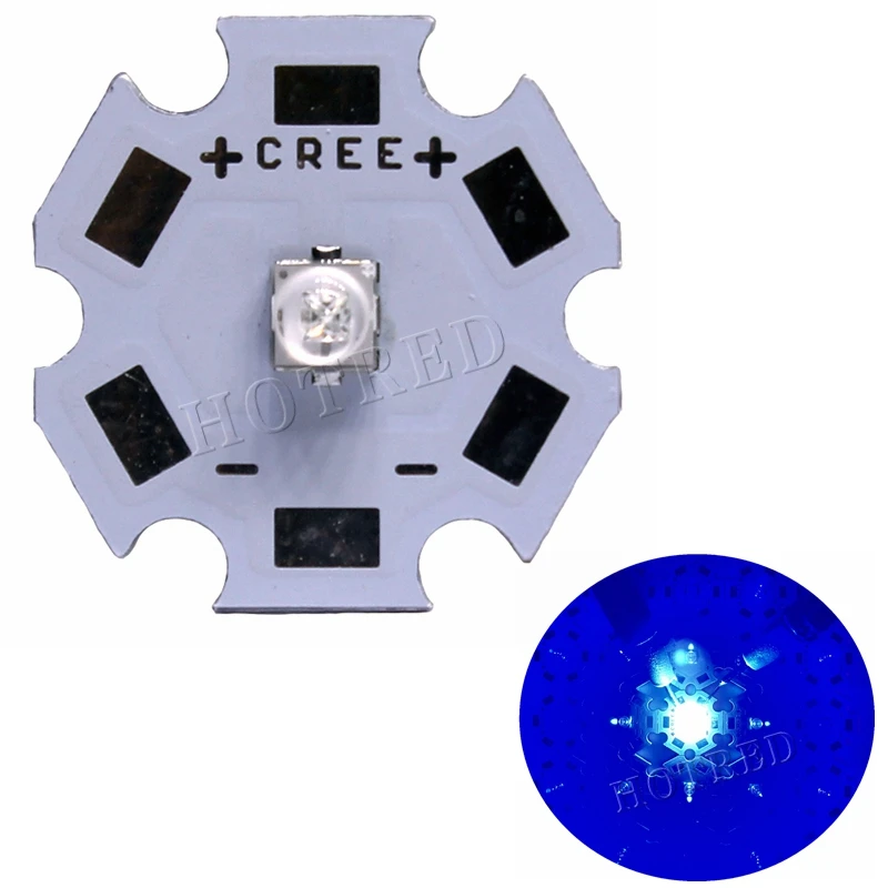 LED Cree XT-E S4 Blanc Froid 6200K 5W – Montée Sur étoile Avec Fils – 115° D'angle – Haute Puissance