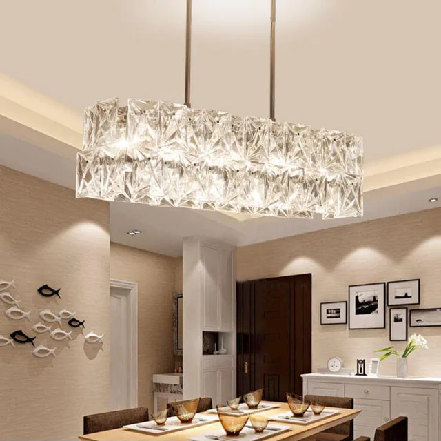 Long Restaurant Chandeliers Creative Wrought Iron Crystal Bar Long Restaurant Chandeliers Creative Wrought Iron Crystal Bar Lighting Modern Minimalist Living Room Dining Table Lamps Led Lamp