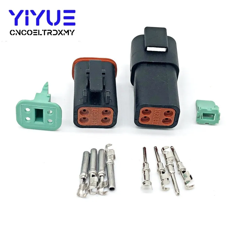 4P black 1 комплект Deutsch DT 2 3 4 6 8 12 Pin мужской женский Авто Водонепроницаемый Разъем Автомобильный герметичный штекер с контактами - Цвет: 4P black