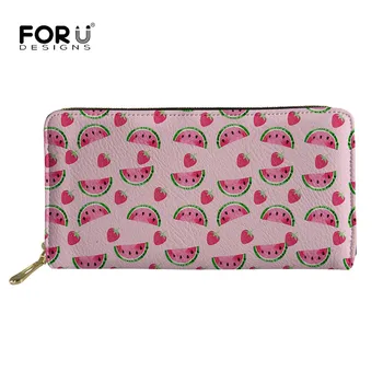 

FORUDESIGNS Fresh Watermelon Women 3D Printing Wallet Zipper Clutches Ladies Wallets Female Credit Card Carteira 2019 New Pinks