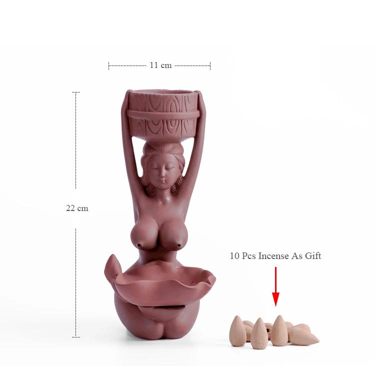 Красота фиолетовая глина обратного потока ладан горелка сандаловое дерево керамика курильница украшение из чайных листьев украшение дома ладан держатель