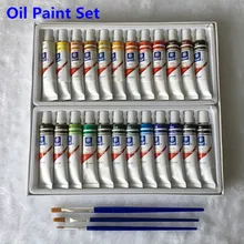 Professional Oil Paint Canvas Pigment Art Supplies Paints Each Tube Drawing 12 ML 24 Colors Set Free For Brush