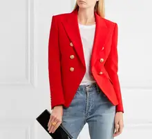 High quality design red color double-breasted blazer coat Fashion woman's suit jackets slim short coats S-XXL size