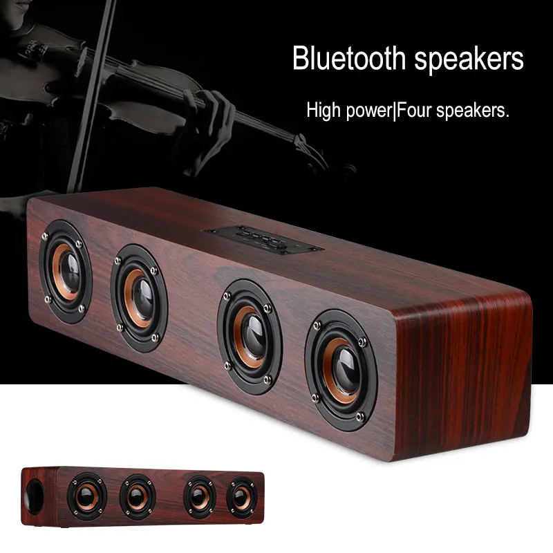 Деревянный Bluetooth динамик портативный сабвуфер музыка bluetooth FM Аудио приемник handfree вызов Сильный четыре рога беспроводные колонки