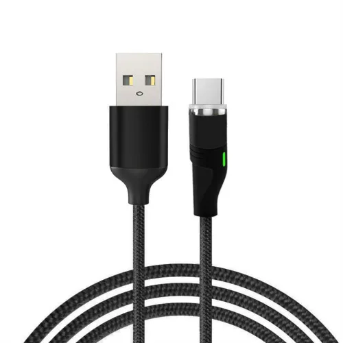 VOXLINK 1 м светодиодный магнитный USB кабель для iPhone Xs 6 и USB TypeC кабель и Micro USB нейлоновая оплетка для samsung Xiaomi huawei USB C - Цвет: Black for Type C