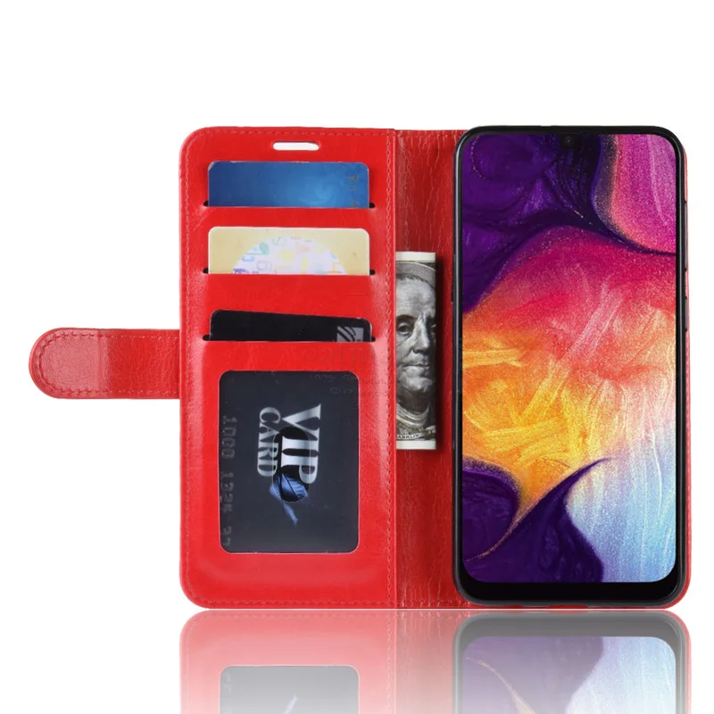 Кожаный флип чехол для Samsung A30 A50 A70 A70S A10 A20 A40 A60 бумажник с подставкой и карточным