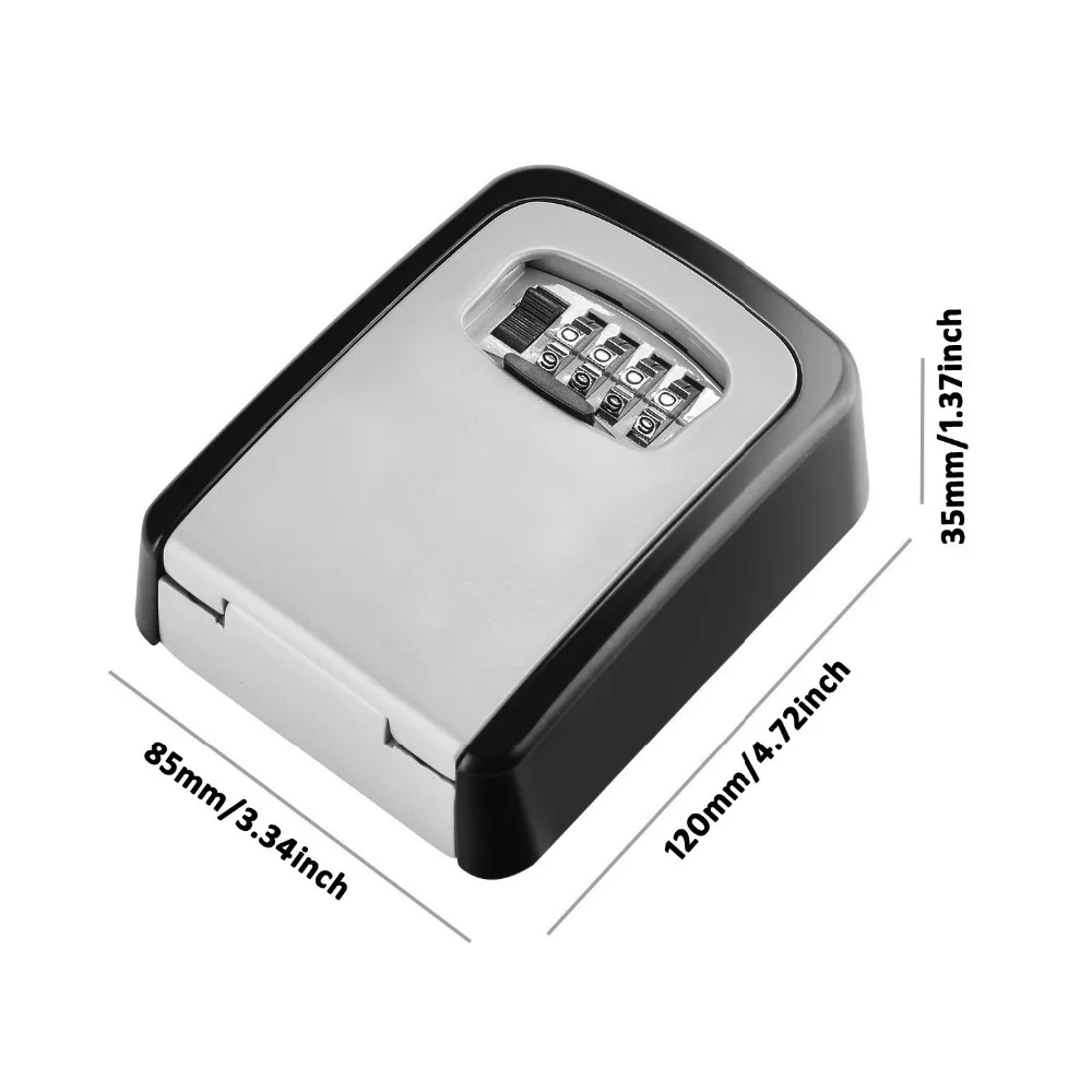 Key Storage Lock Box, 4-Digit Combination Lock Box, Wall Mounted Lock Box, Wall Mounted Key Safe Box/Security Key Holder
