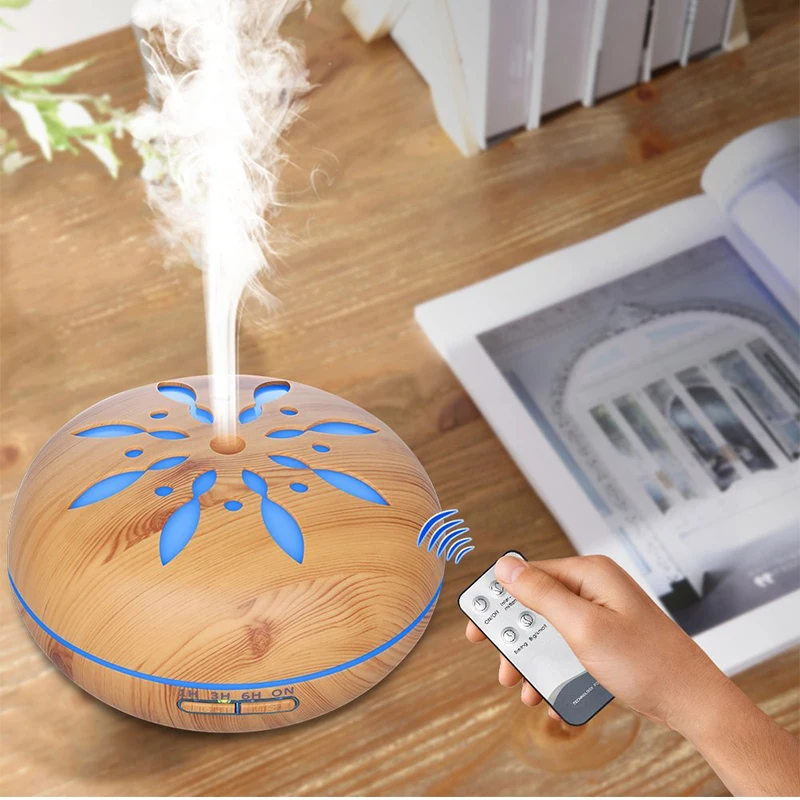 

500ML Essential Oil Diffuser With Remote Control Ultrasonic Air Humidifier 7 Color LED Lights For Home Aromatherapy Diffuser