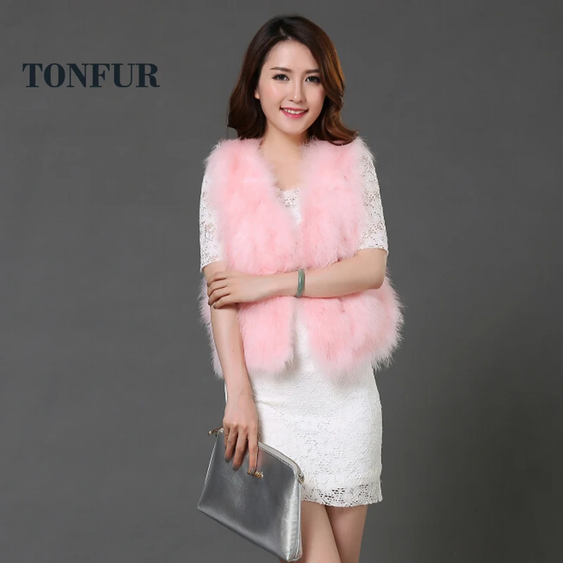 

2019 Short Design 100% Natural Ostrich Fur Gilet Women New Fashion Real Fur Vest Factory Outlet Waistcoat TSR103