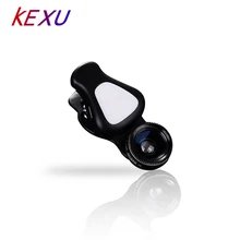 Kexu 3 в 1 объектив заполняющий свет 140 градусов широкий угол 15X макро объектив клип-на сотовый телефон камера линзы комплект для iPhone samsung Android