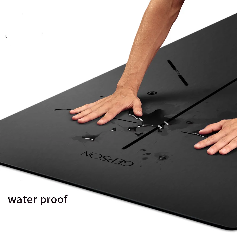 Heathyoga PRO Non-Slip Rubber Yoga Mat with Body Alignment